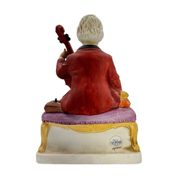 1970 Vintage Melody In Motion Music Box The Cellist Hand Painted Bisque Finish - Picture 5 of 12